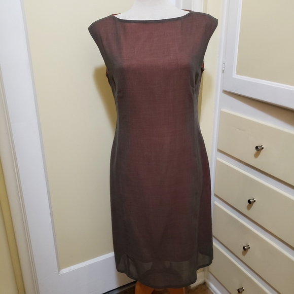 Classic Shift Dress / by Rene Lezard / Gray on Orange / Size 40 Euro / 8… - Picture 1 of 6